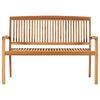 vidaXL Stapelbare Gartenbank mit Auflage 128,5 cm Massivholz Teak