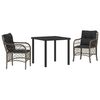 vidaXL Garten Essgruppe 3 Stk. Grau Poly-Rattan