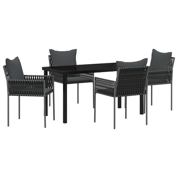 vidaXL Garten Essgruppe 5 pcs Schwarz und Grau PE-Rattan