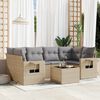 vidaXL 7-tlg. Garten-Sofagarnitur mit Kissen Beige Poly Rattan