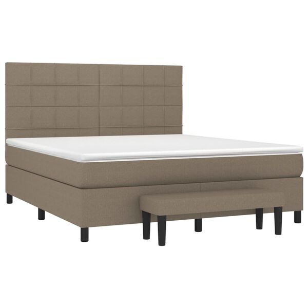 vidaXL Boxspringbett mit Matratze Taupe 180x200 cm Stoff