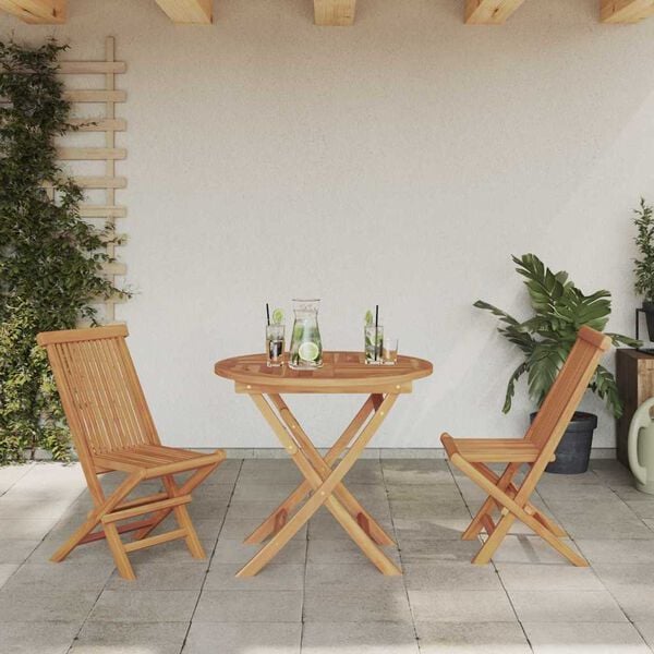 vidaXL Garten Essgruppe 3 pcs Braun Massivholz Teak
