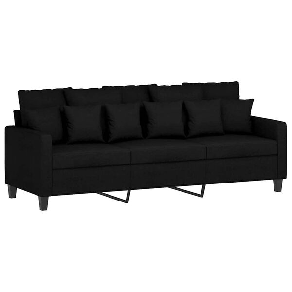 vidaXL 3-Sitzer-Sofa Schwarz 180 cm Stoff