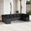 vidaXL Gartensofa-set mit Speicher 10 pcs Schwarz Poly-Rattan