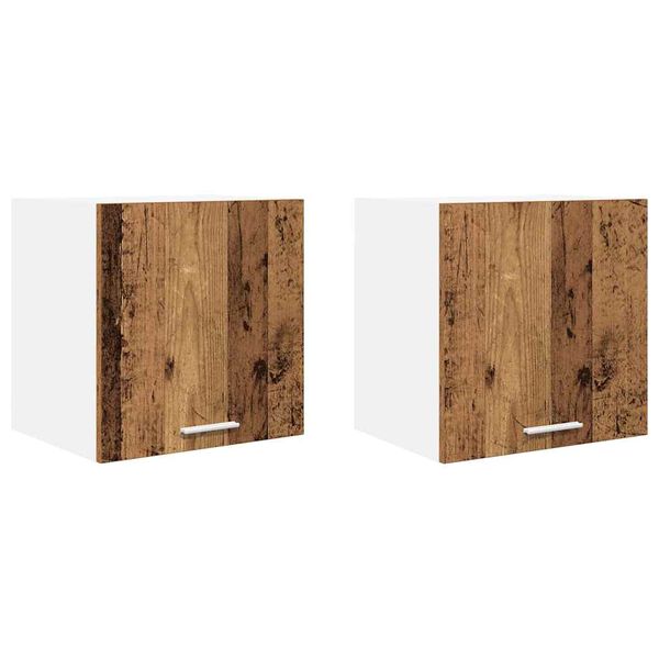 vidaXL H&auml;ngeschrank mit T&uuml;r 2 pcs Altes Holz und Wei&szlig; 40 x 31 x 40 cm