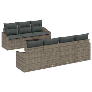 vidaXL Sofa Set mit Kissen mit Speicher 8 pcs Grau Poly-Rattan
