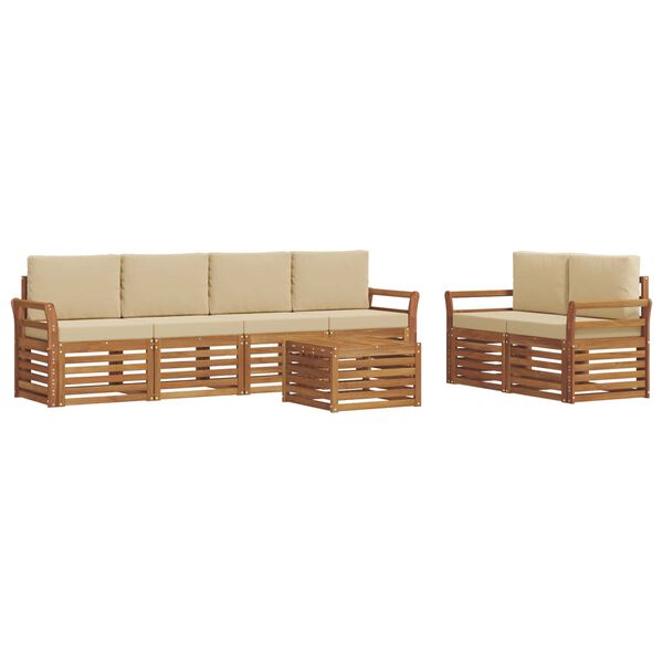 vidaXL Sofagarnituren 7 pcs Natur und Beige Massivholz Akazie