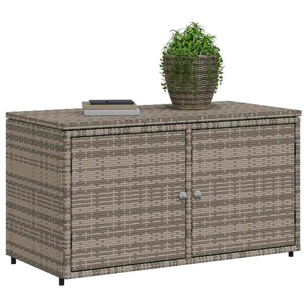 vidaXL Gartenschrank Grau 110x55x60,5 cm Poly Rattan