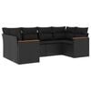 vidaXL 6-tlg. Garten-Sofagarnitur mit Kissen Schwarz Poly Rattan