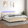 vidaXL Boxspringbett mit Matratze & LED Creme 180x200 cm Stoff