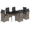 vidaXL 7-tlg. Garten-Essgruppe mit Kissen Grau Poly Rattan
