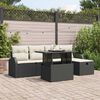 vidaXL Garten-Sofa-Set mit Kissen 6 pcs Schwarz Poly Rattan