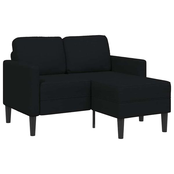 vidaXL 2-Sitzer-Sofa mit Chaiselongue L-Form Schwarz 125 cm Stoff