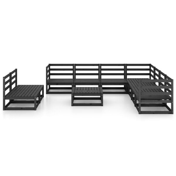 vidaXL 10-tlg. Garten-Lounge-Set Schwarz Massivholz Kiefer