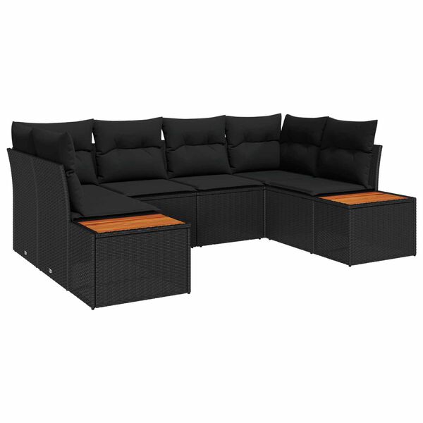 vidaXL Gartensofa-set mit Kissen 6 pcs Schwarz Poly-Rattan