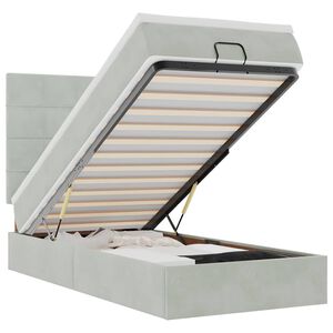 vidaXL Ottoman-Bett mit Matratzen & LEDs Hellgrau 90x190 cm Samt