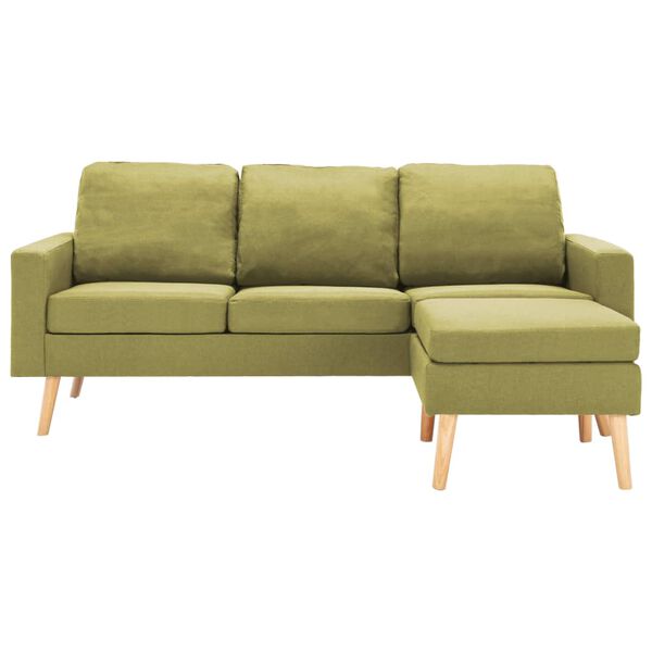vidaXL 3-Sitzer-Sofa mit Hocker Gr&uuml;n Stoff