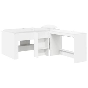 vidaXL Hochbett mit Schreibtisch f&uuml;r Kinder 2 Stk. Wei&szlig; Holzwerkstoff