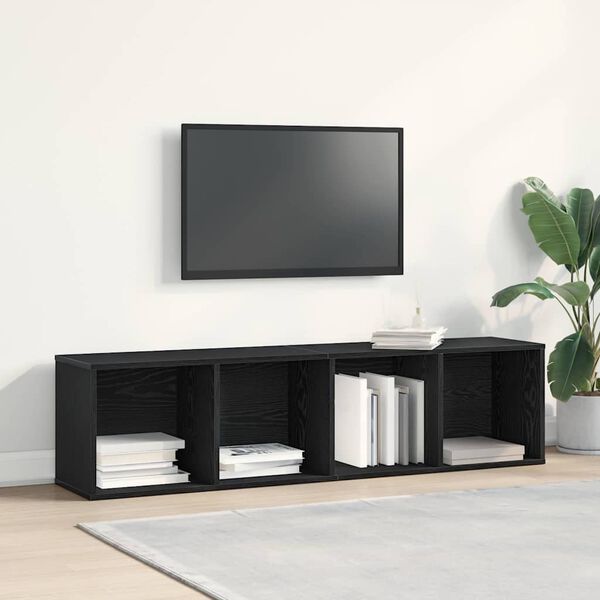 vidaXL B&uuml;cherregal Schwarz Eichen-Optik 143 x 30 x 36 cm Holzwerkstoff