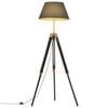 vidaXL Stativlampe Schwarz und Golden Teak Massivholz 141 cm