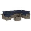 vidaXL 9-teiliges Gartensofa-Set mit Kissen, grau, Polyrattan