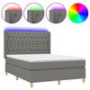 vidaXL Boxspringbett mit Matratze & LED Dunkelgrau 140x200 cm Stoff