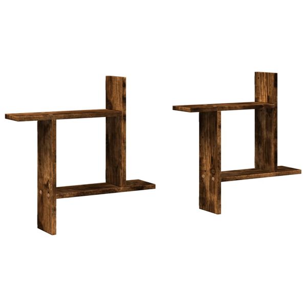 vidaXL Wandregale 2 Stk. R&auml;uchereiche 50x12x50 cm Holzwerkstoff
