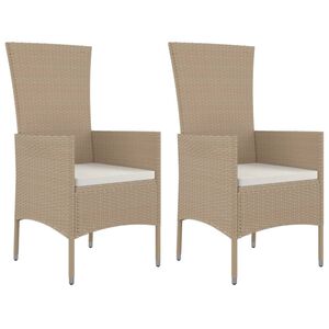 vidaXL Gartenst&uuml;hle mit Kissen 2 Stk. Poly Rattan Beige