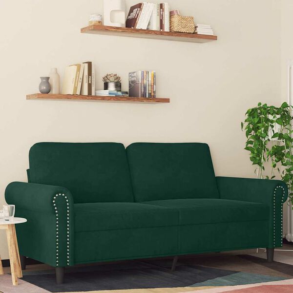 vidaXL 2-Sitzer-Sofa Dunkelgr&uuml;n 140 cm Samt