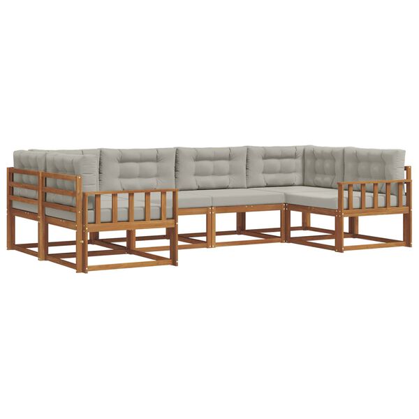 vidaXL Outdoor-Sofagarnitur mit Kissen 6 pcs Nat&uuml;rlich und Hellgrau