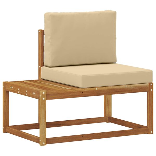 vidaXL Outdoor End Sofa 2 St&uuml;ck Natur und Beige Massivholz Akazie