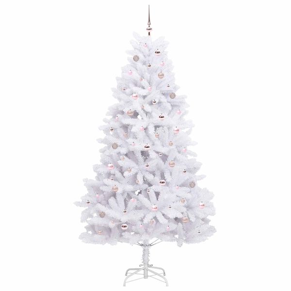 vidaXL K&uuml;nstlicher klappbarer Weihnachtsbaum Wei&szlig; 240 cm PVC und Stahl