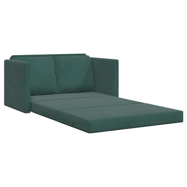 vidaXL Bodensofa mit Schlaffunktion Dunkelgr&uuml;n 122x204x55 cm Samt