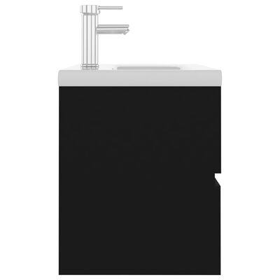 vidaXL Waschbeckenunterschrank mit Einbaubecken Schwarz Holzwerkstoff