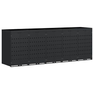vidaXL Wagenmüllbehälter für 5 Behälter Schwarz 340 x 77,5 x 121,5 cm