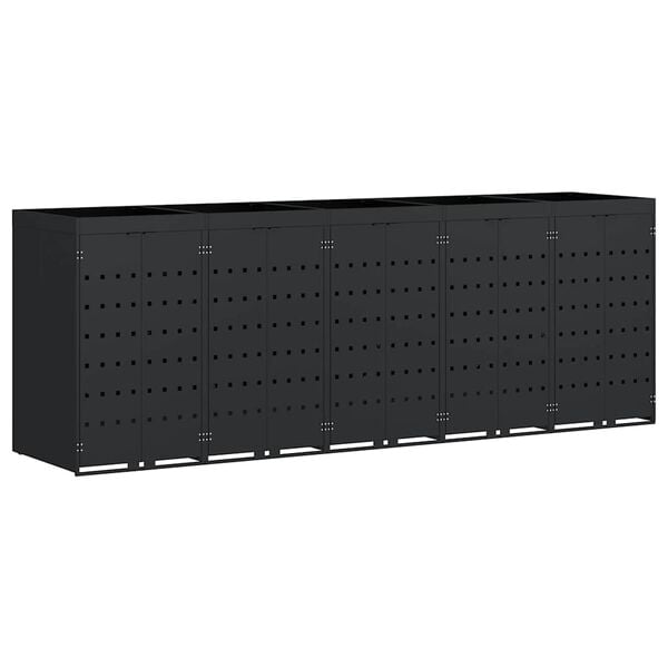 vidaXL Wagenmüllbehälter für 5 Behälter Schwarz 340 x 77,5 x 121,5 cm