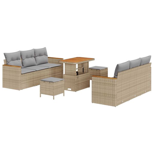 vidaXL Gartensofa-set mit Kissen 11 pcs Beige und Hellgrau Poly-Rattan
