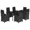 vidaXL 7-tlg. Garten-Essgruppe mit Kissen Schwarz Poly Rattan