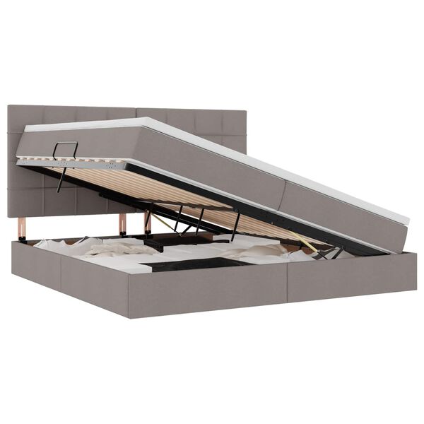 vidaXL Bett mit Stauraum und LED Taupe 200 x 200 cm Polyester