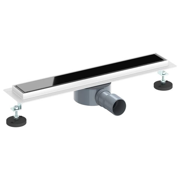 vidaXL Duschabfluss mit Glash&uuml;lle und 360&deg; Siphon Schwarz 50 cm