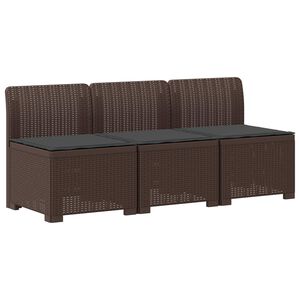 vidaXL 3-Sitzer Garten Sofa mit Kissen Rattan-Look 3-Sitzer PP Braun