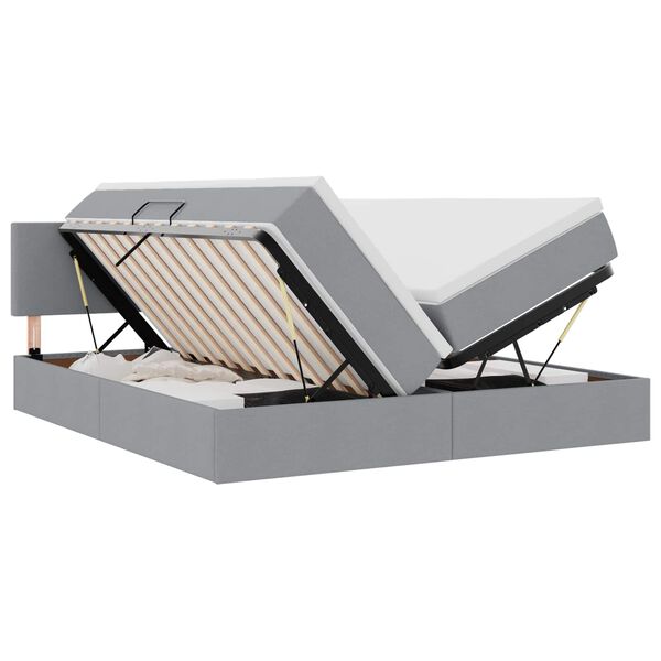 vidaXL Bett mit LED-Lichtleisten Hellgrau 180 x 200 cm Stoff