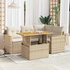 vidaXL 5-tlg. Garten-Sofagarnitur mit Kissen Beige Poly Rattan Akazie