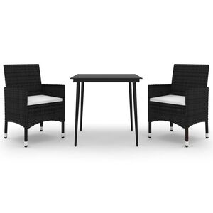 vidaXL 3-tlg. Garten-Essgruppe mit Auflagen Poly Rattan und Glas