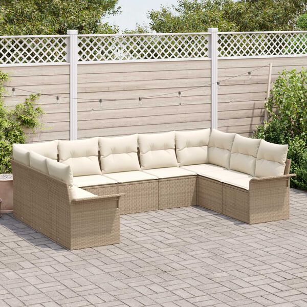 vidaXL Gartensofa-set mit Kissen Beige Poly-Rattan