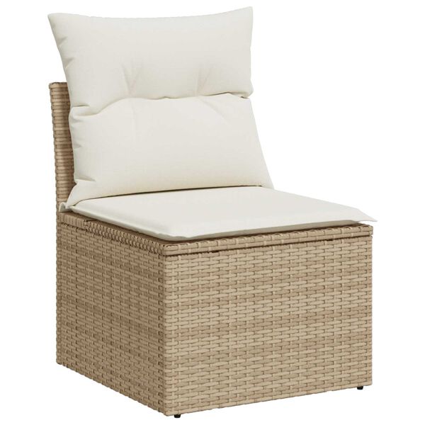 vidaXL Gartensofa-set mit Kissen Beige Poly-Rattan