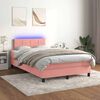 vidaXL Boxspringbett mit Matratze & LED Rosa 120x190 cm Samt