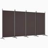 vidaXL 4-tlg. Paravent Braun 346x180 cm Stoff