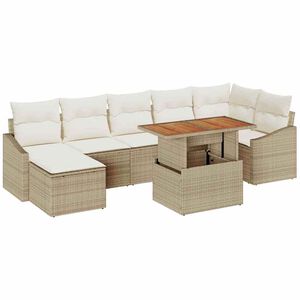 vidaXL Garten Essgruppe mit Kissen 8 pcs Beige und Creme