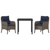 vidaXL Garten Essgruppe mit Kissen 3 pcs Grau Poly-Rattan